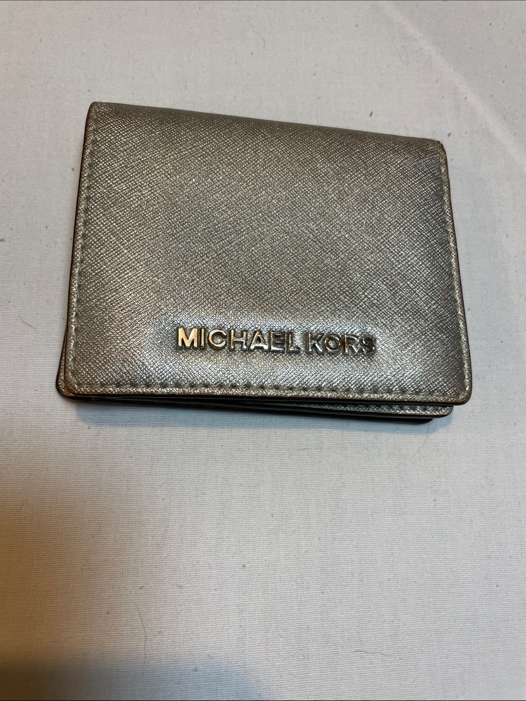 Michael Kors Metallic Silver Card  Key Holder